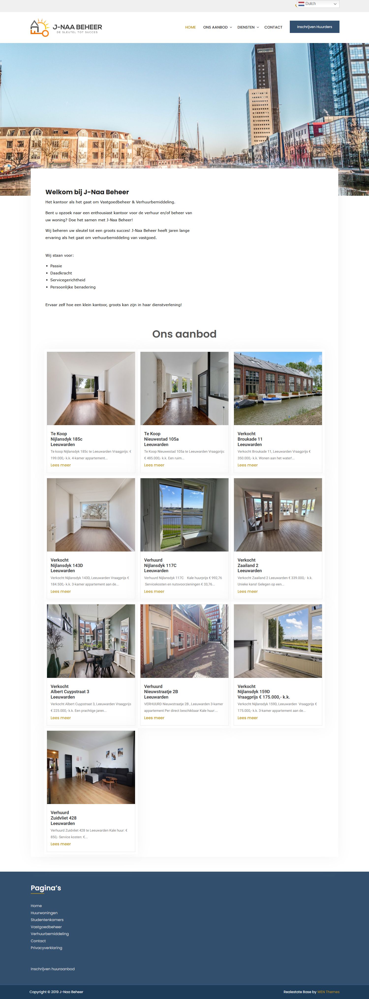 Screenshot van de website van j-naabeheer.nl