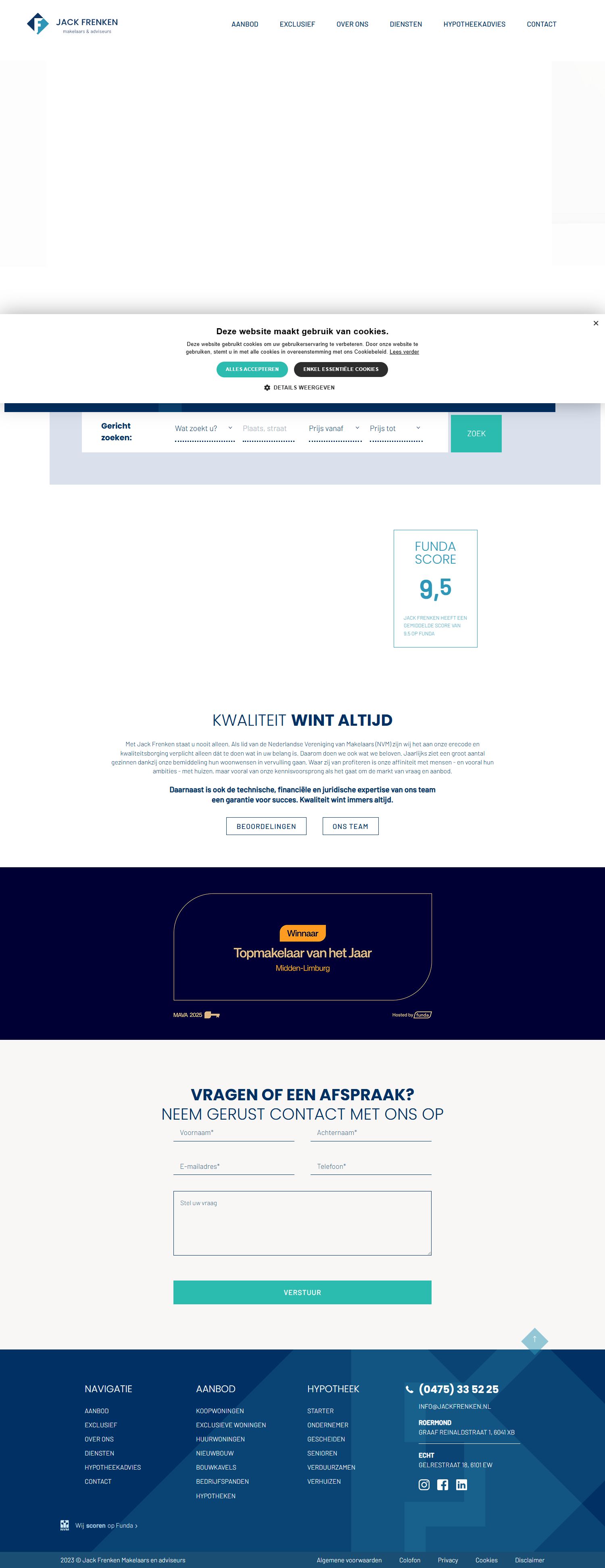 Screenshot van de website van www.jackfrenken.nl