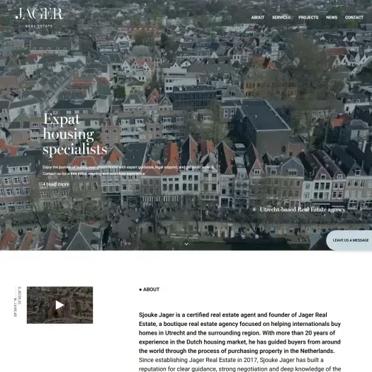Screenshot of the website of www.jagerrealestate.nl