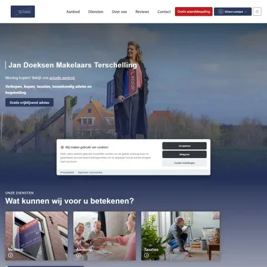 Screenshot van de website van www.jandoeksenmakelaars.nl