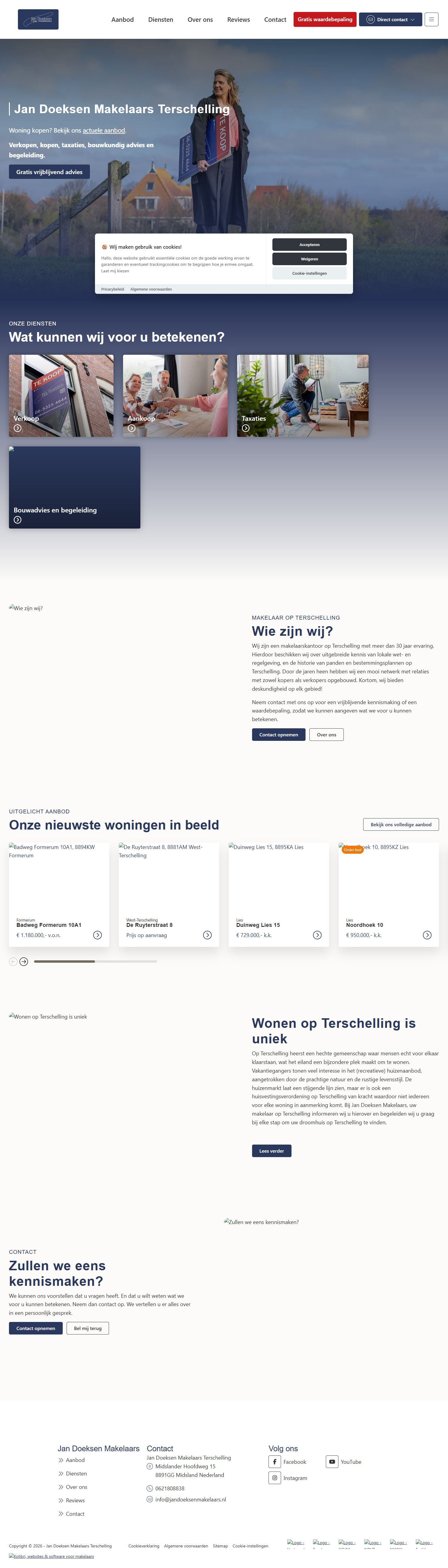 Screenshot van de website van www.jandoeksenmakelaars.nl