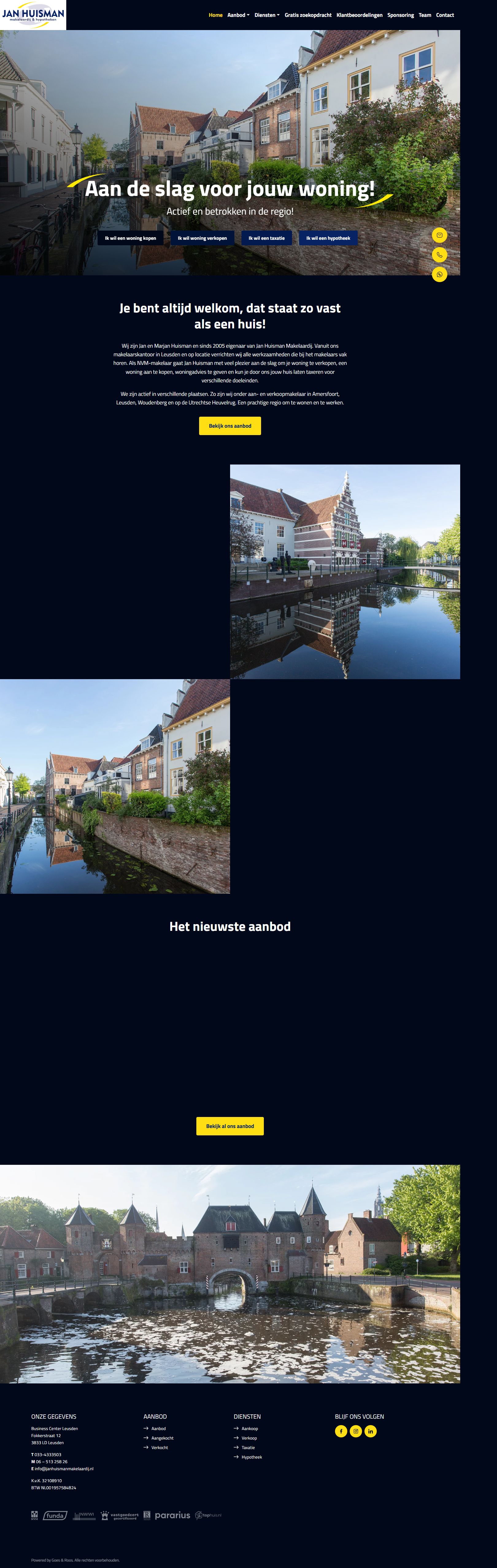 Screenshot van de website van www.janhuismanmakelaardij.nl