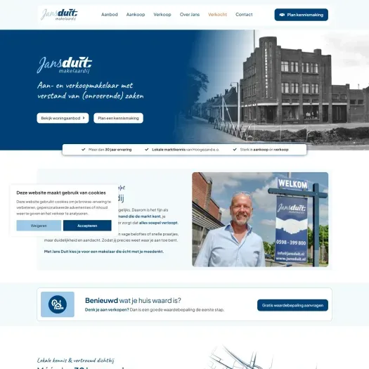 Screenshot van de website van www.jansduit.nl