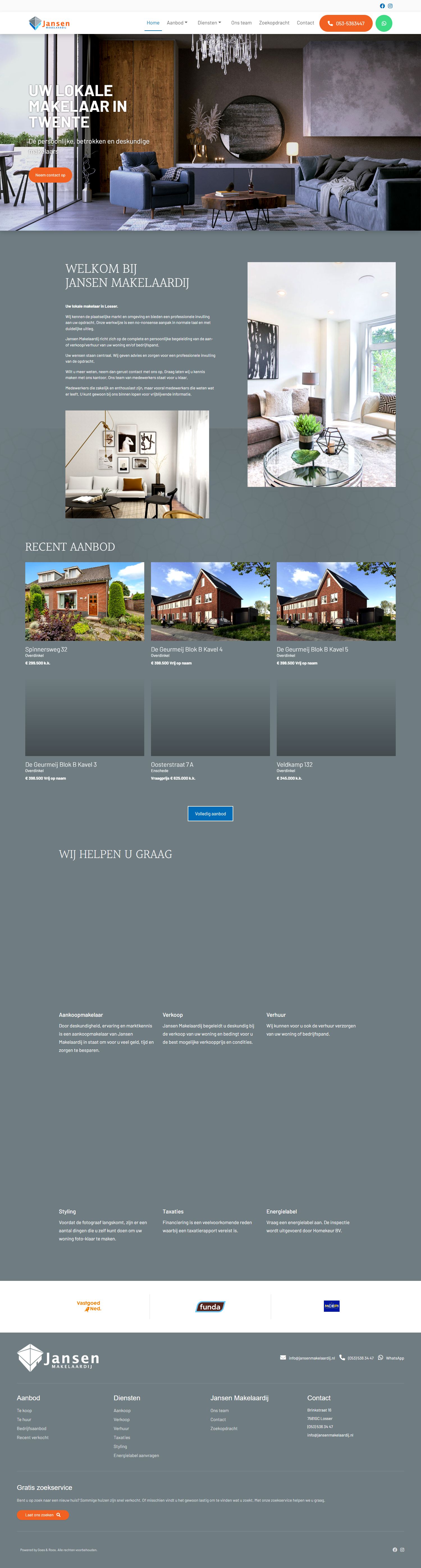Screenshot van de website van www.jansenmakelaardij.nl