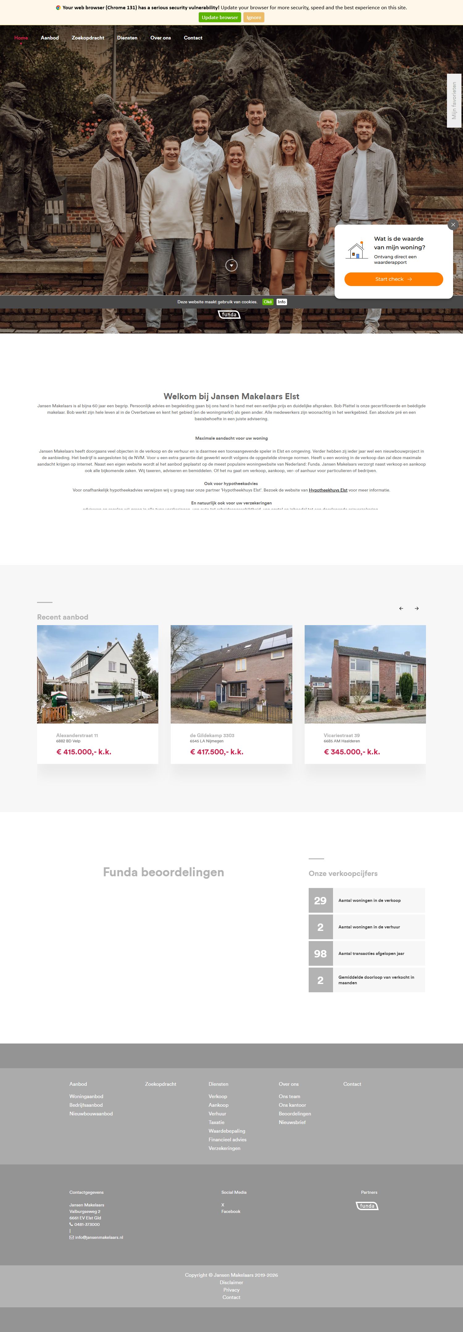 Screenshot van de website van www.jansenmakelaars.nl