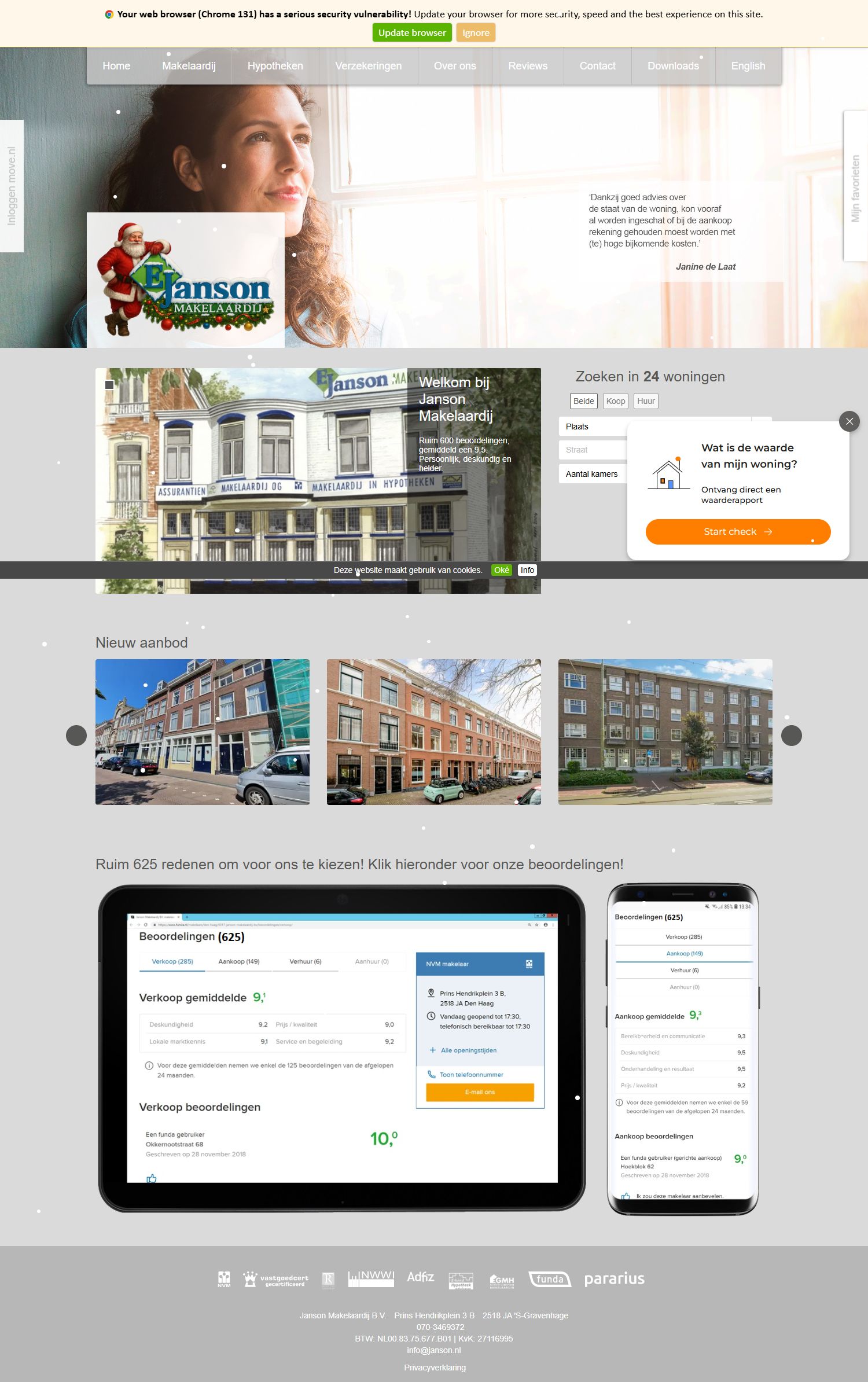 Screenshot van de website van www.janson.nl