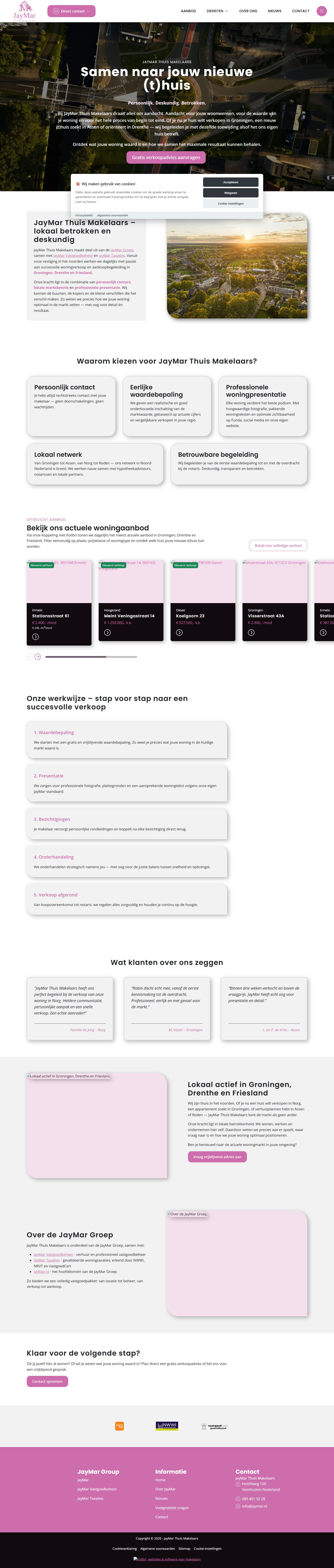 Screenshot van de website van www.jaymarthuismakelaars.nl