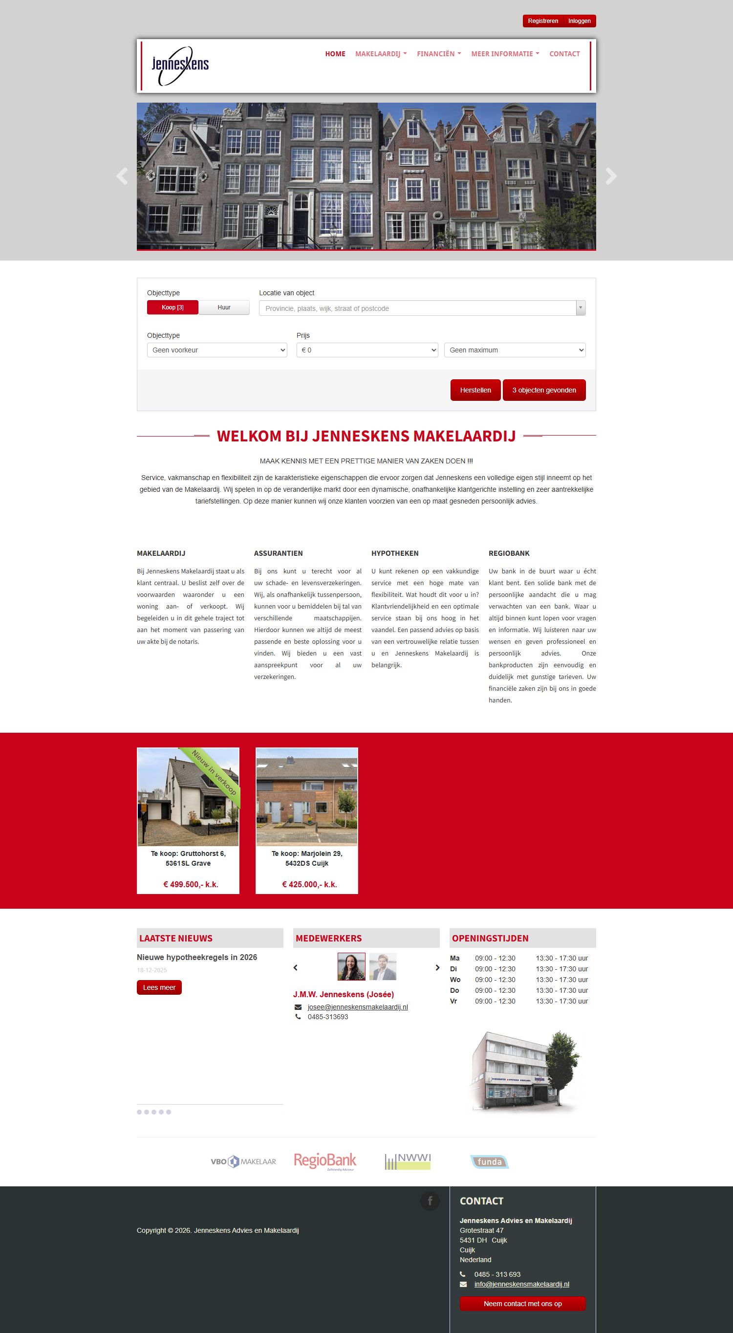 Screenshot van de website van www.jenneskensmakelaardij.nl