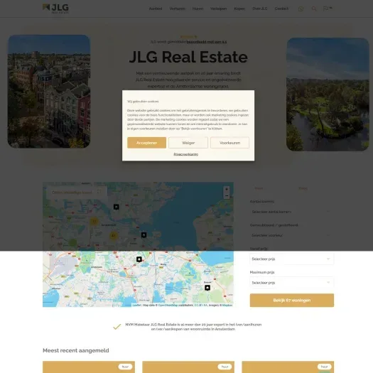 Screenshot van de website van www.jlgrealestate.com