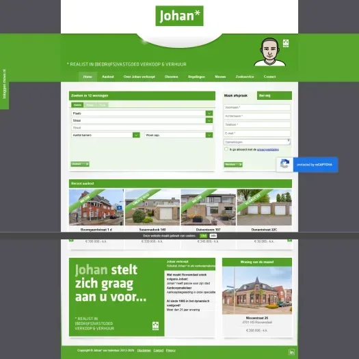 Screenshot van de website van www.johanuwmakelaar.nl