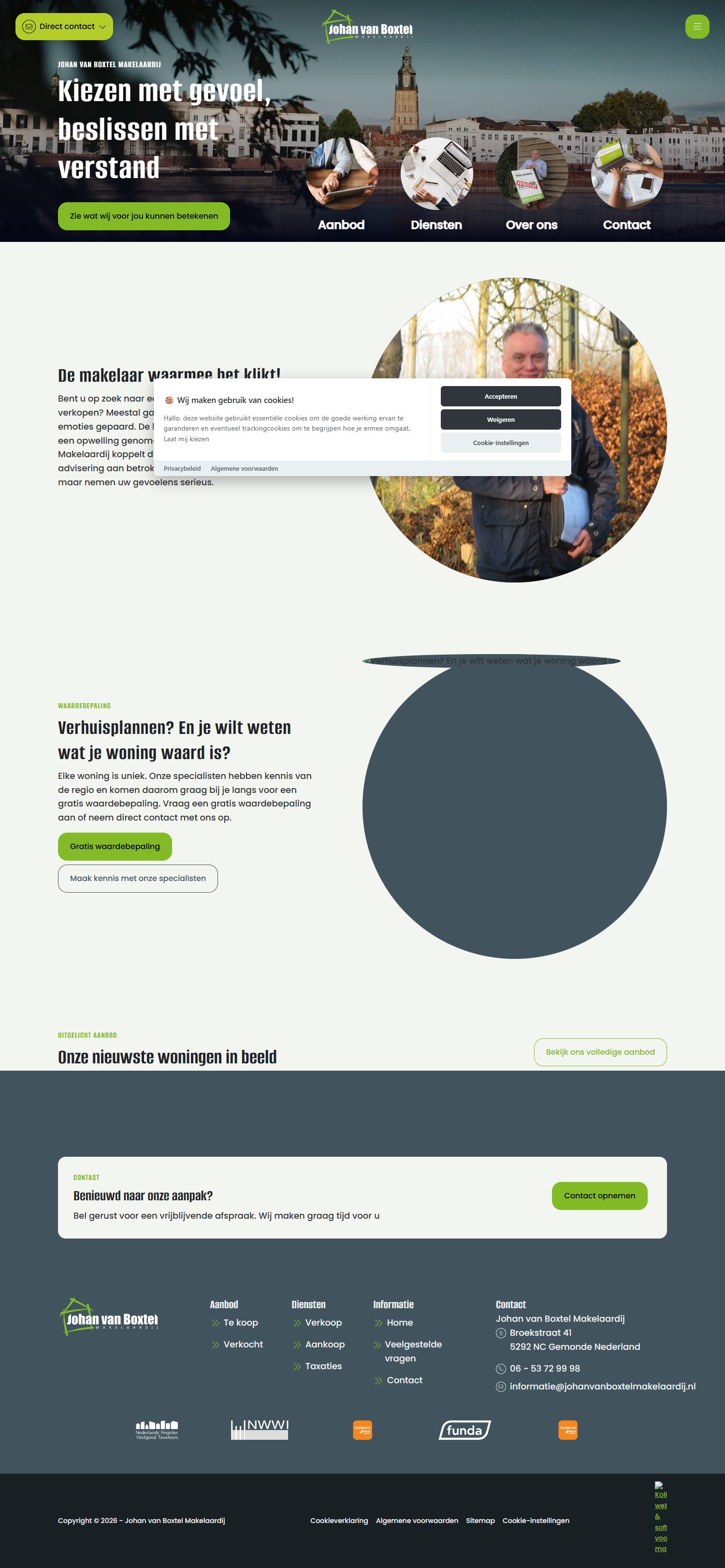 Screenshot van de website van www.johanvanboxtelmakelaardij.nl