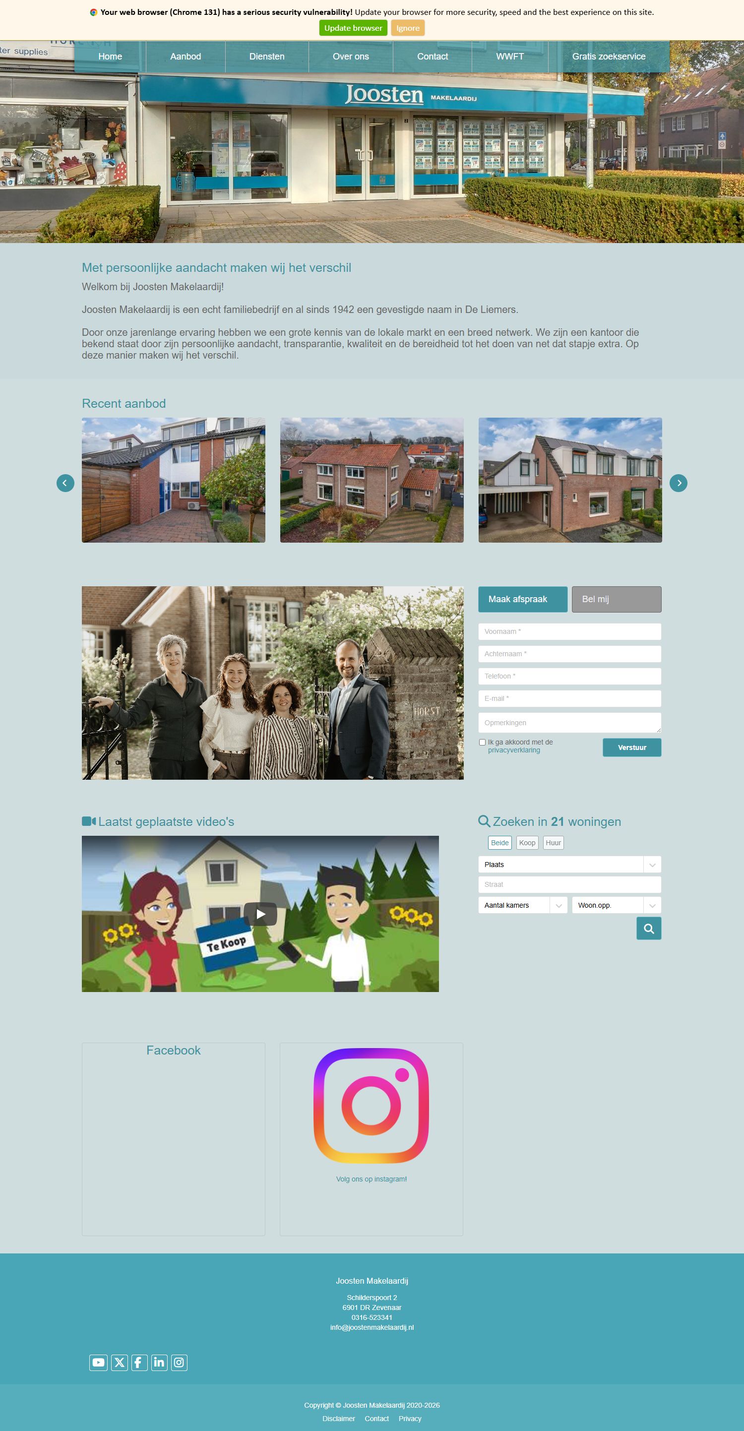 Screenshot van de website van www.joostenmakelaardij.nl