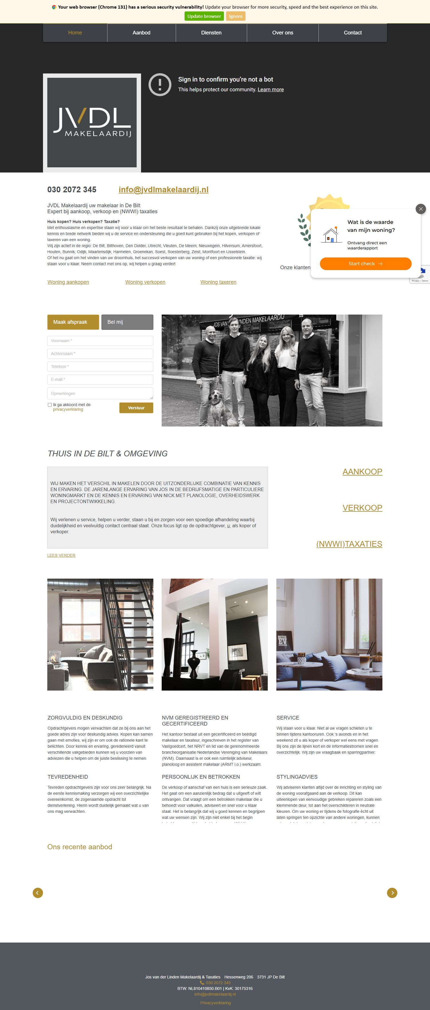 Screenshot van de website van www.jvdlmakelaardij.nl