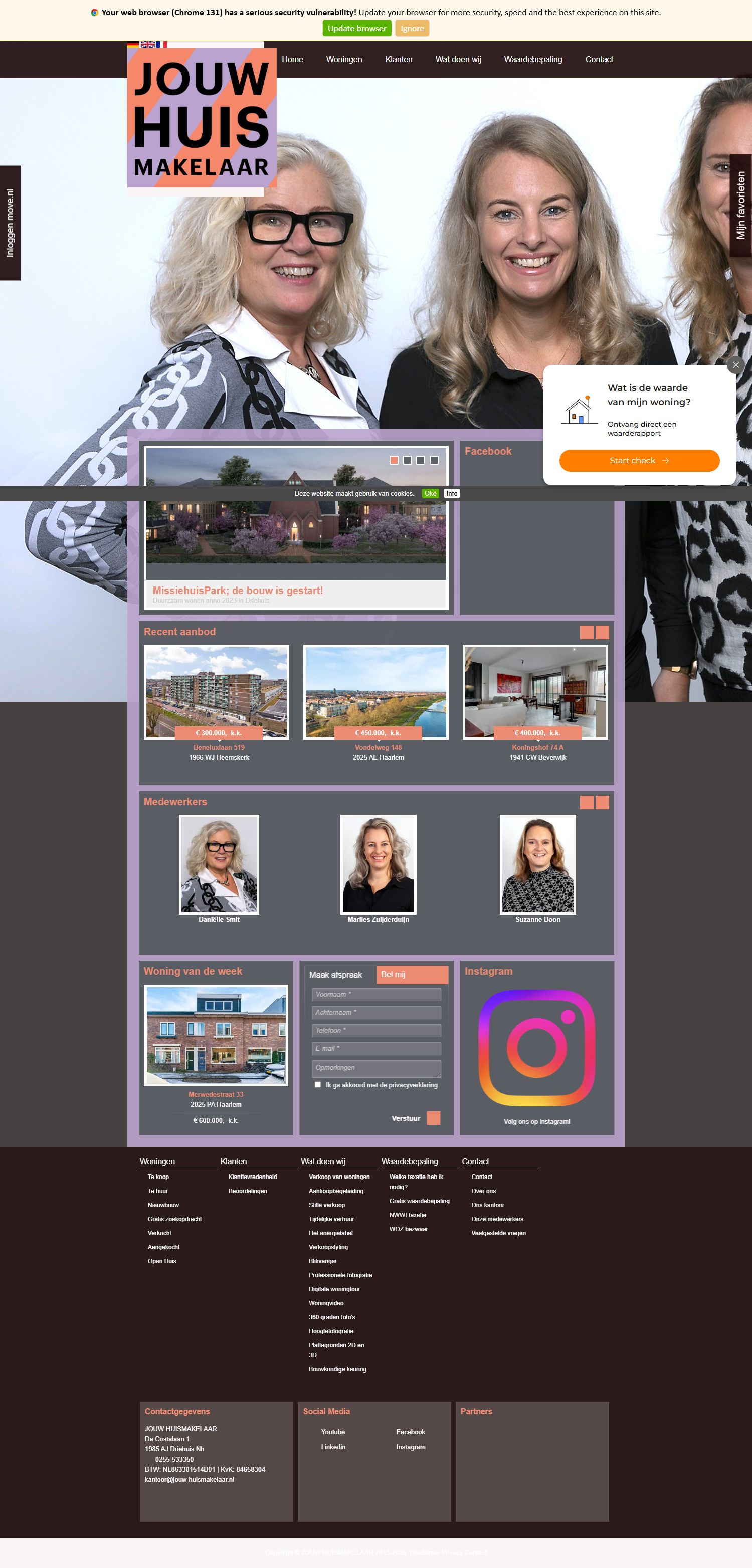Screenshot van de website van www.jouw-huismakelaar.nl
