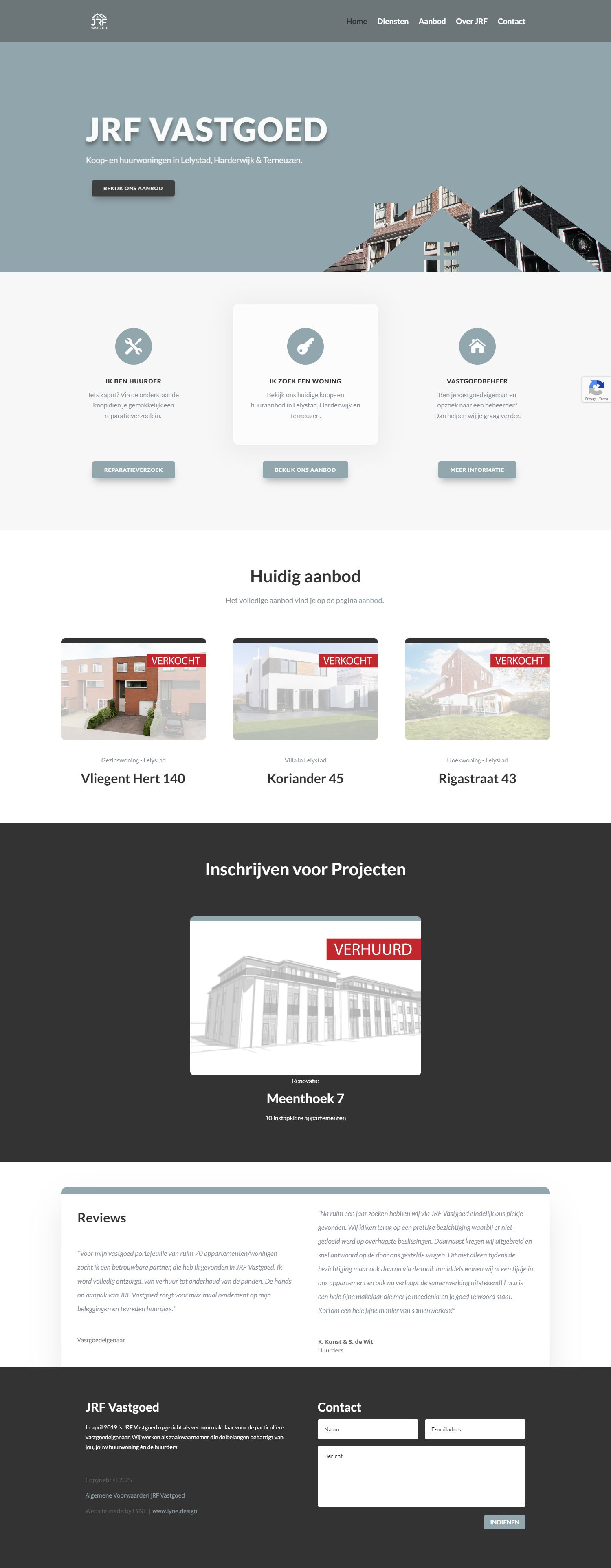 Screenshot van de website van www.jrfvastgoed.nl