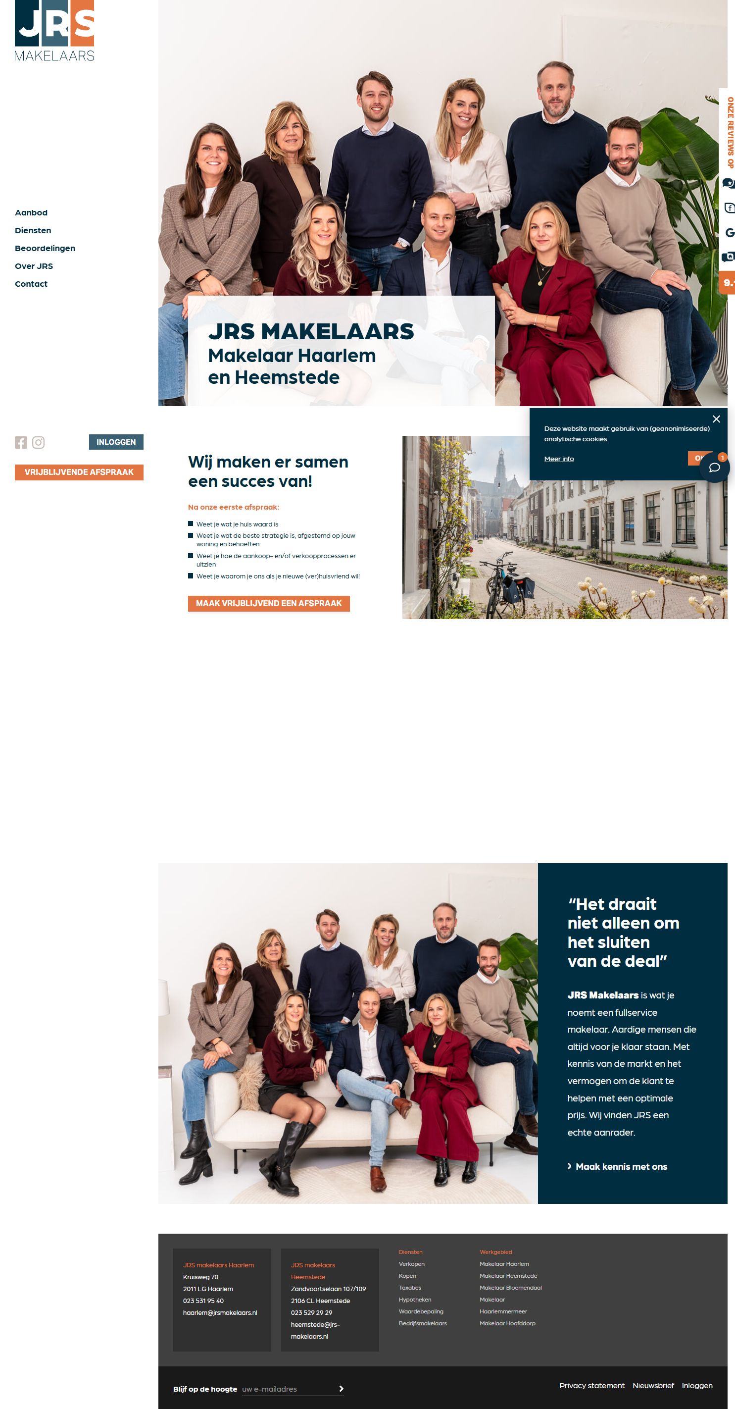 Screenshot van de website van www.jrsmakelaars.nl