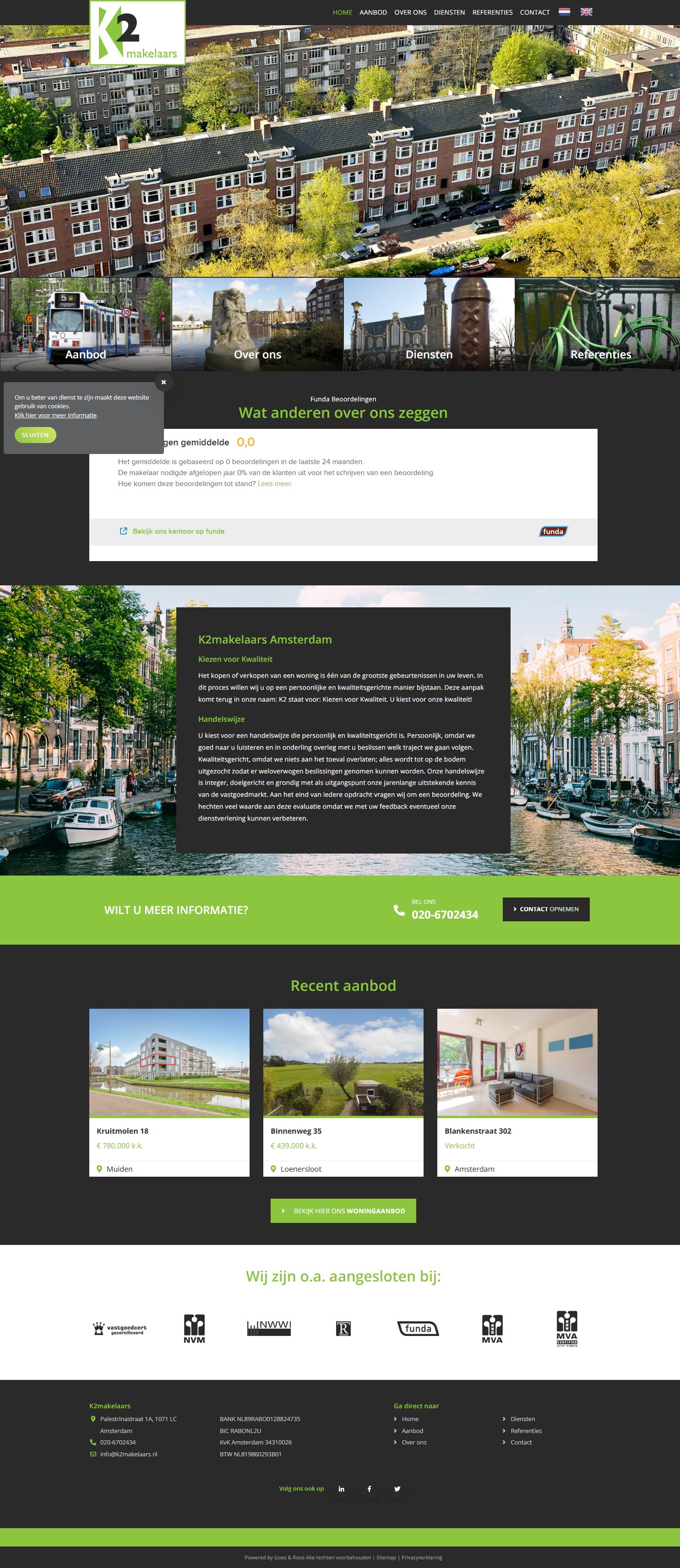 Screenshot van de website van www.k2makelaars.nl