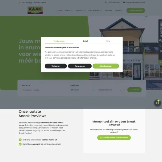 Screenshot van de website van www.kaakmakelaar.nl