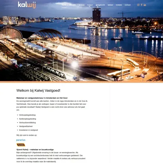 Screenshot van de website van www.kalwijvastgoed.nl