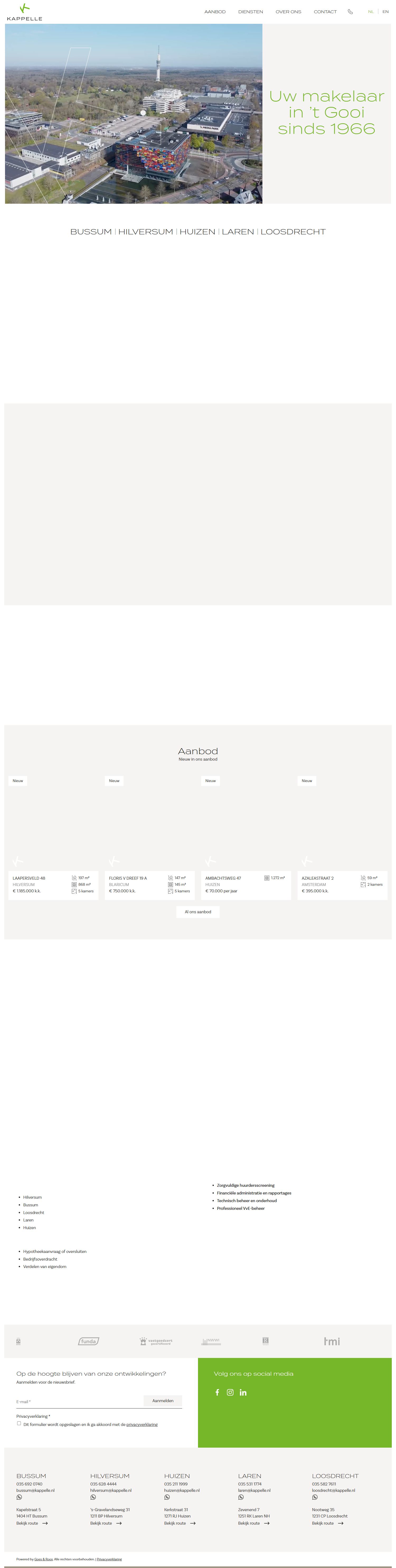 Screenshot van de website van www.kappelle.nl