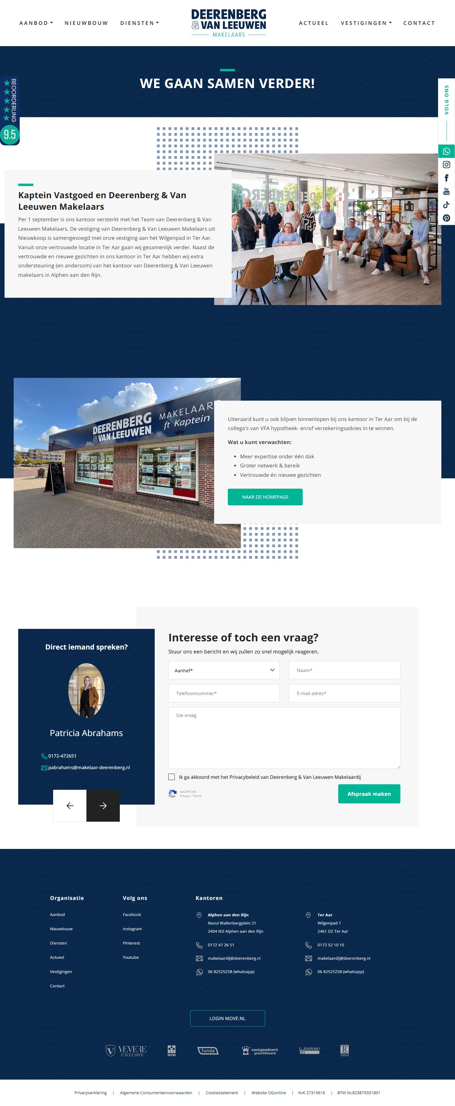 Screenshot van de website van www.kapteinvastgoed.nl