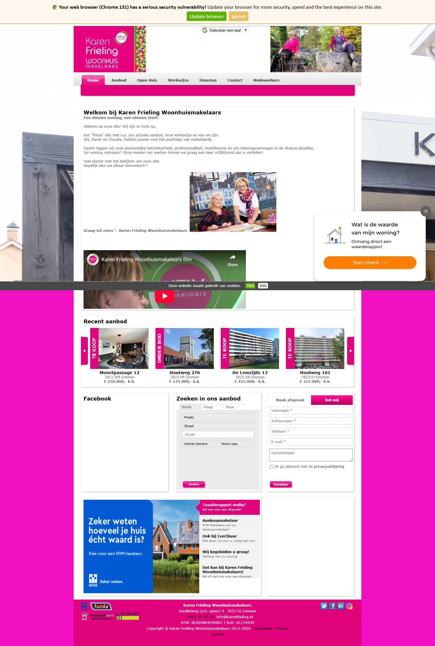 Screenshot van de website van www.karenfrieling.nl