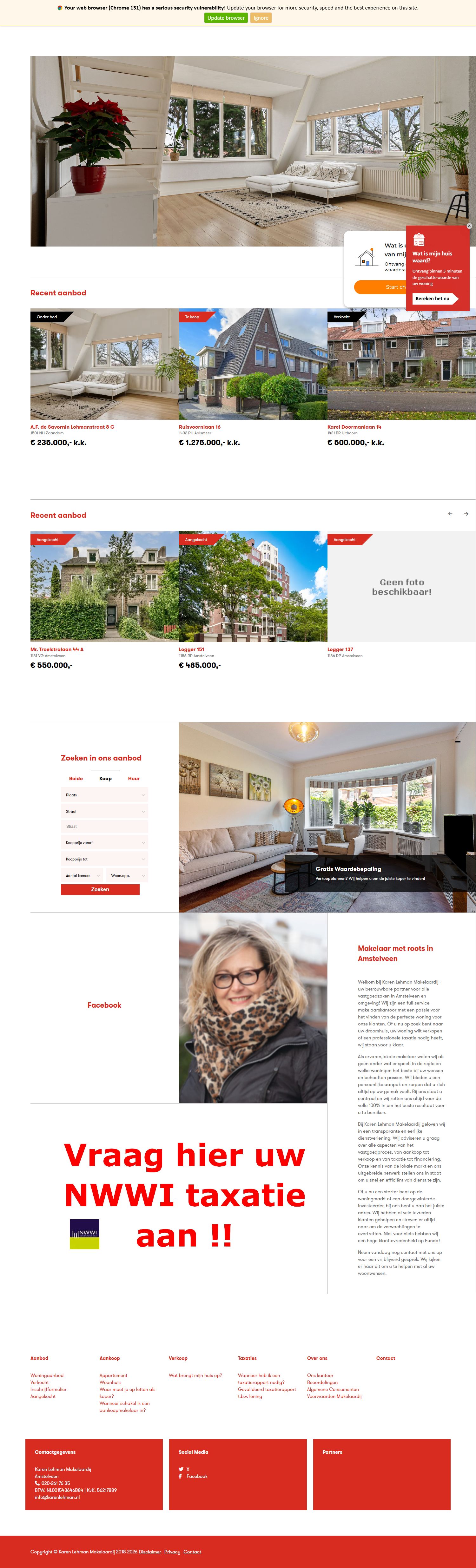 Screenshot van de website van www.karenlehman.nl