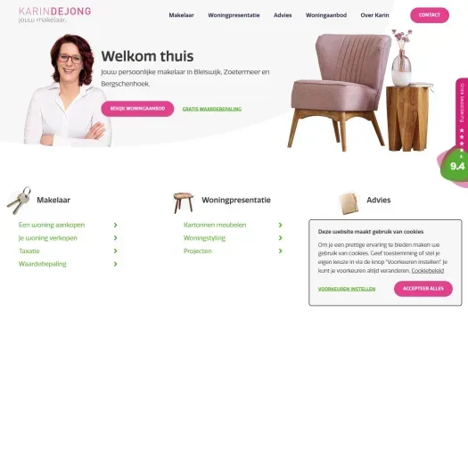 Screenshot der Website von www.karindejongmakelaars.nl