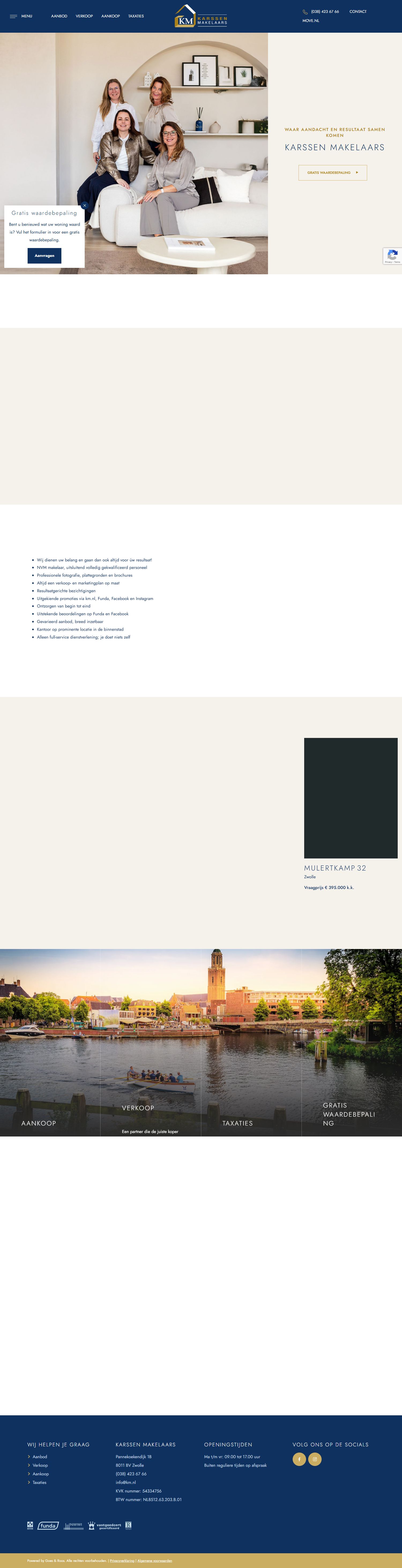 Screenshot van de website van www.km.nl