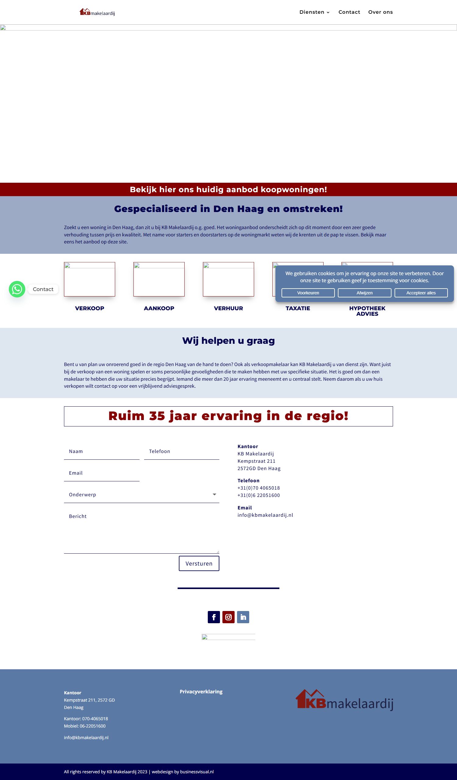 Screenshot van de website van www.kbmakelaardij.nl