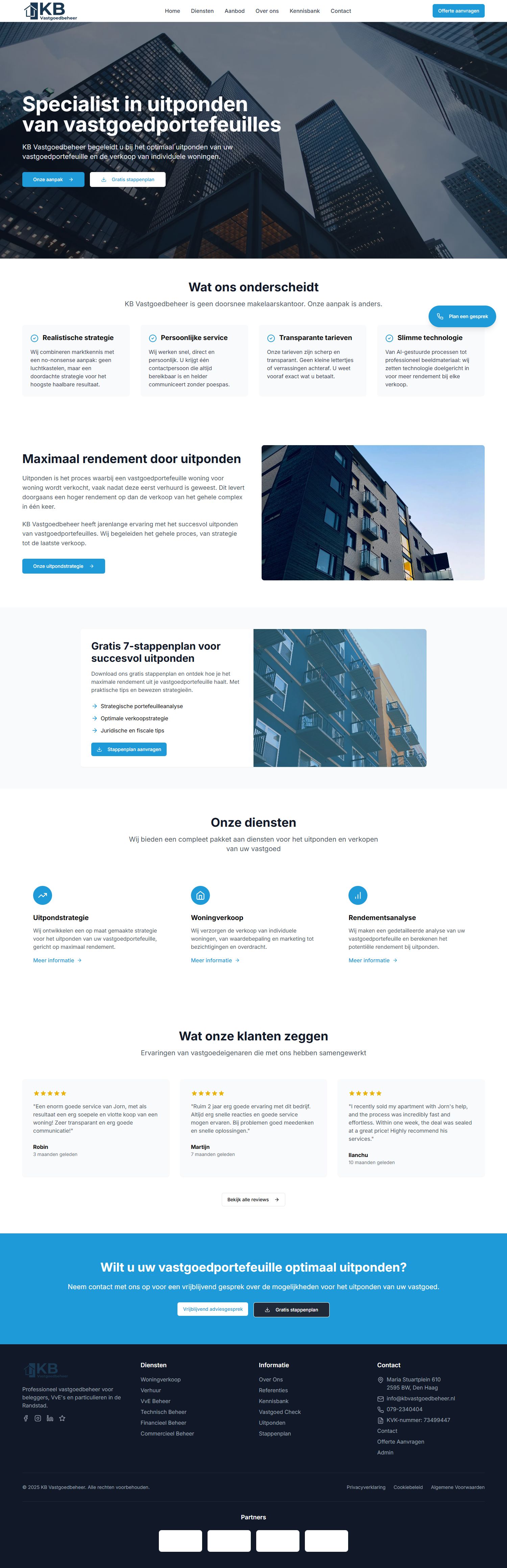 Screenshot van de website van www.kbvastgoedbeheer.nl