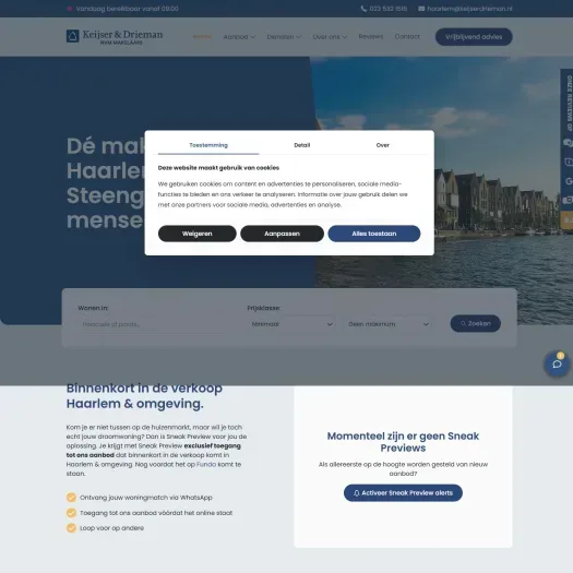 Screenshot van de website van www.keijserdrieman.nl