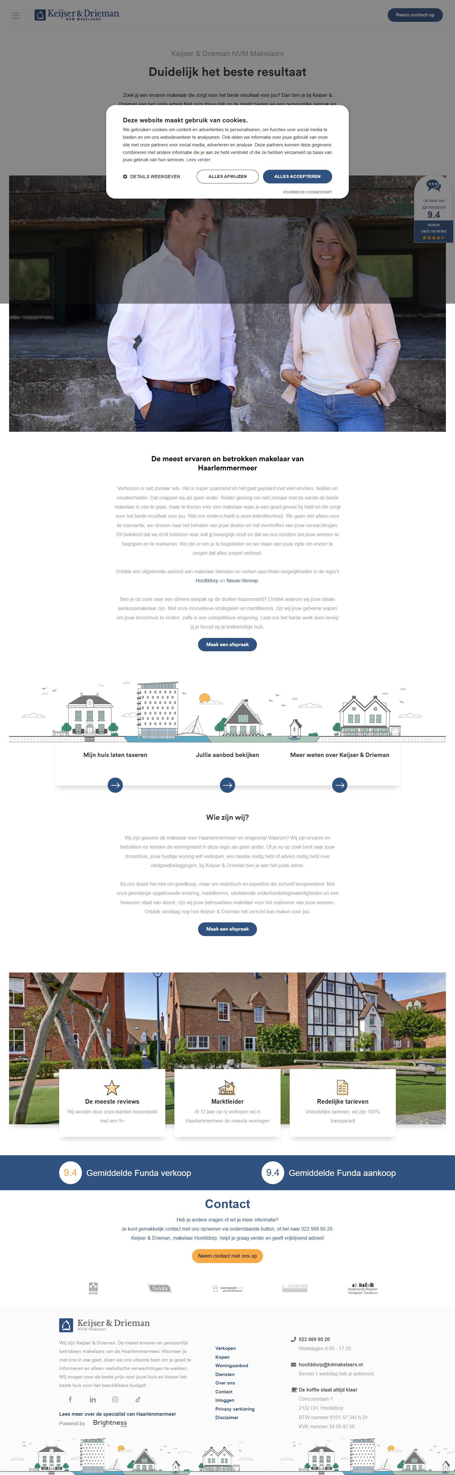 Screenshot van de website van www.kdmakelaars.nl
