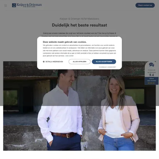 Screenshot of the website of www.kdmakelaars.nl