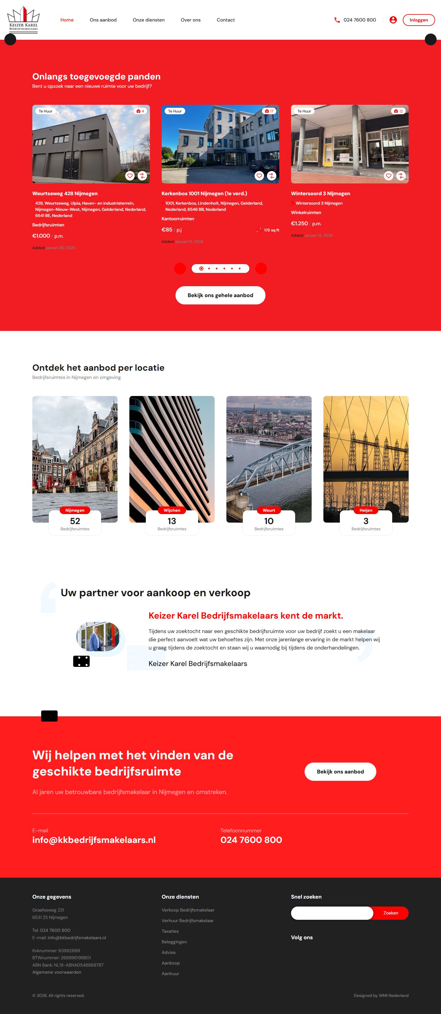 Screenshot van de website van kkbedrijfsmakelaars.nl
