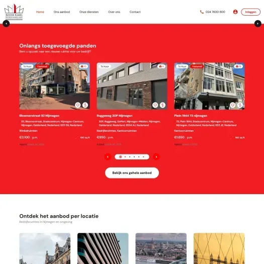 Screenshot van de website van kkbedrijfsmakelaars.nl