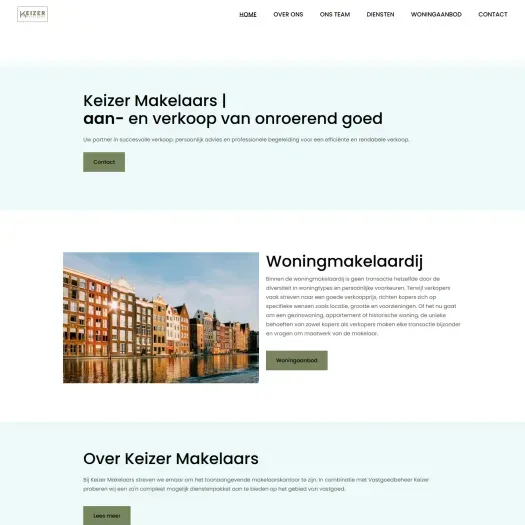 Screenshot van de website van keizermakelaars.nl