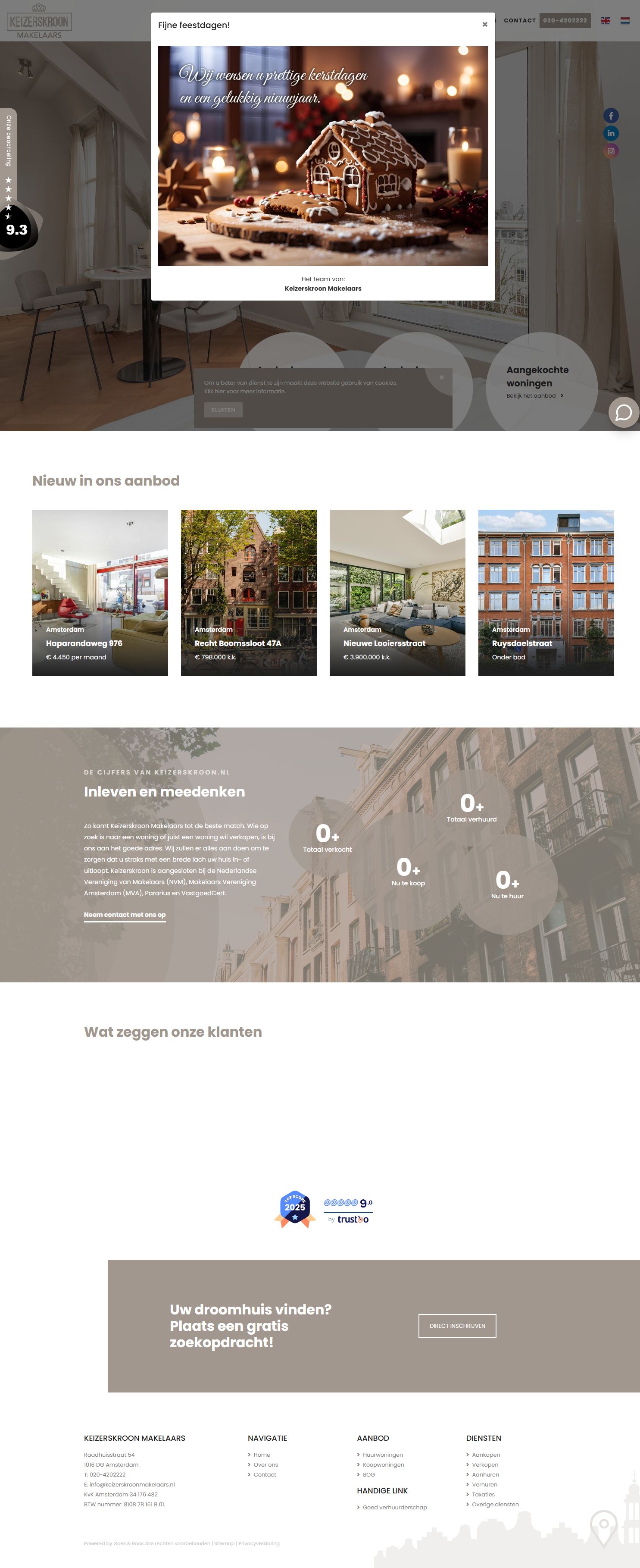 Screenshot van de website van www.keizerskroonmakelaars.nl