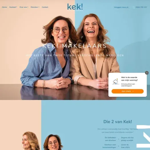 Screenshot van de website van www.kek-makelaars.nl