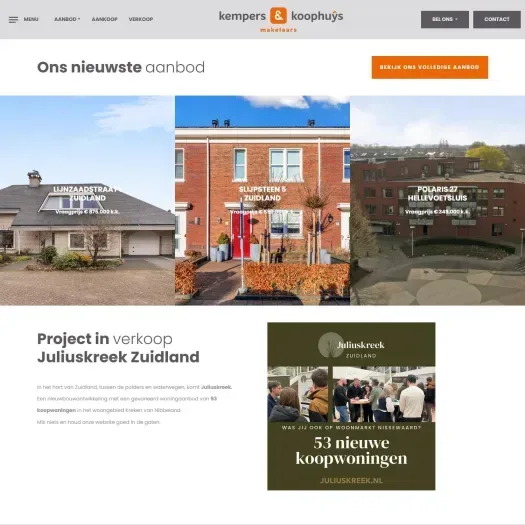 Screenshot van de website van www.kemperskoophuys.nl