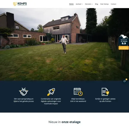 Screenshot of the website of www.kempsmakelaarshuis.nl