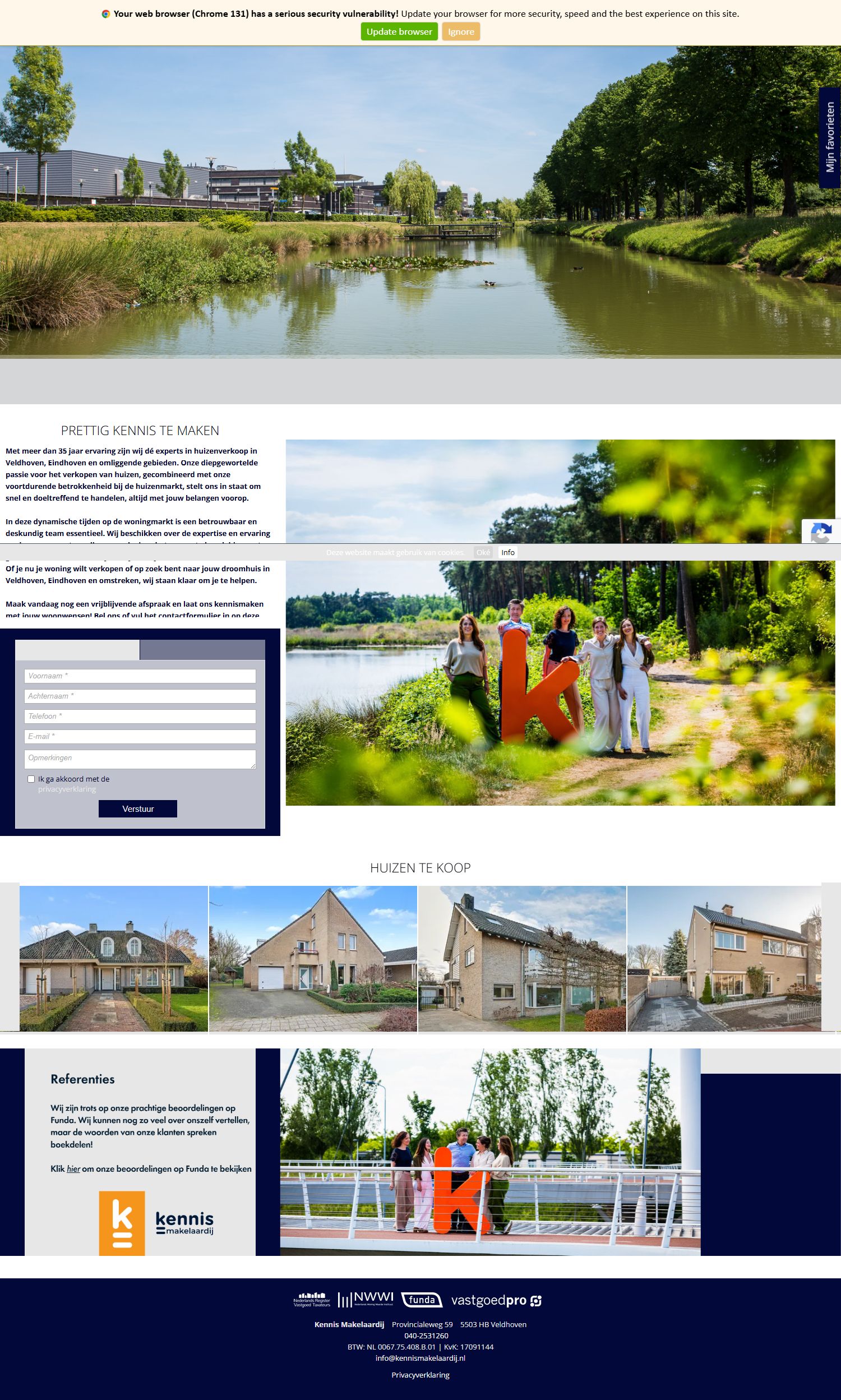 Screenshot van de website van www.kennismakelaardij.nl