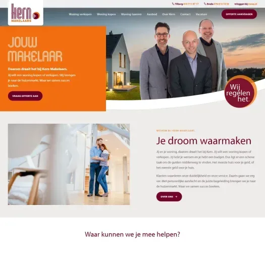 Screenshot der Website von www.kernmakelaars.nl