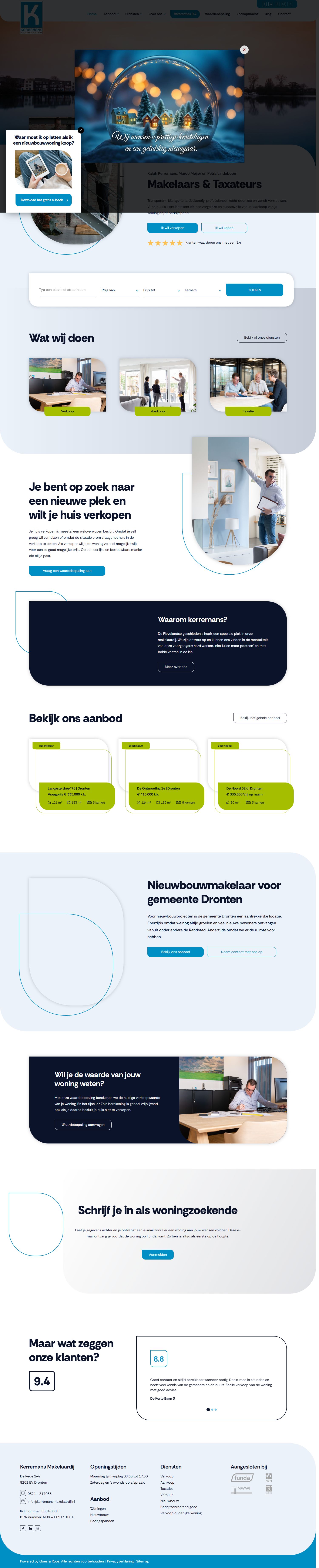 Screenshot van de website van www.kerremansmakelaardij.nl