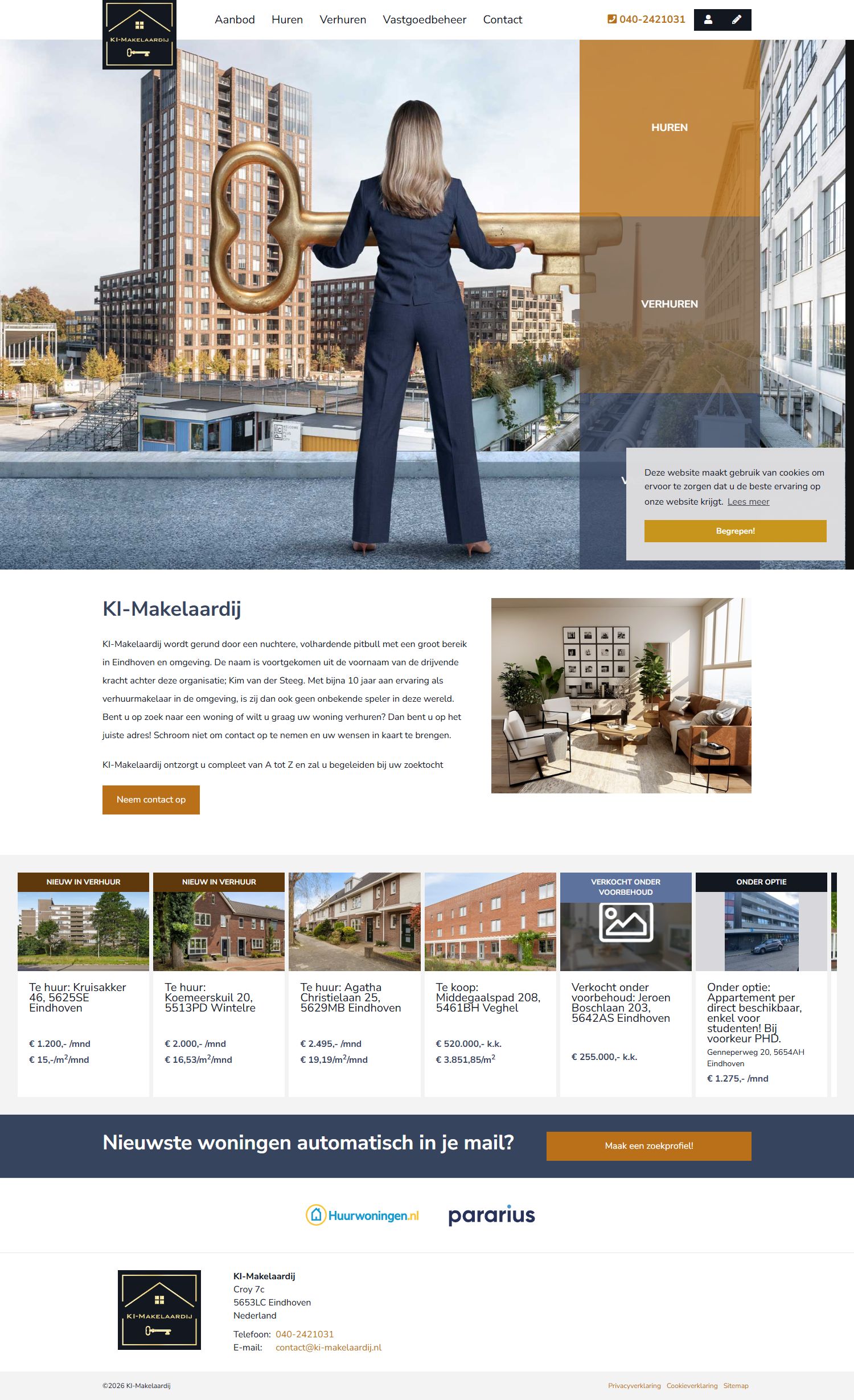 Screenshot van de website van www.ki-makelaardij.nl