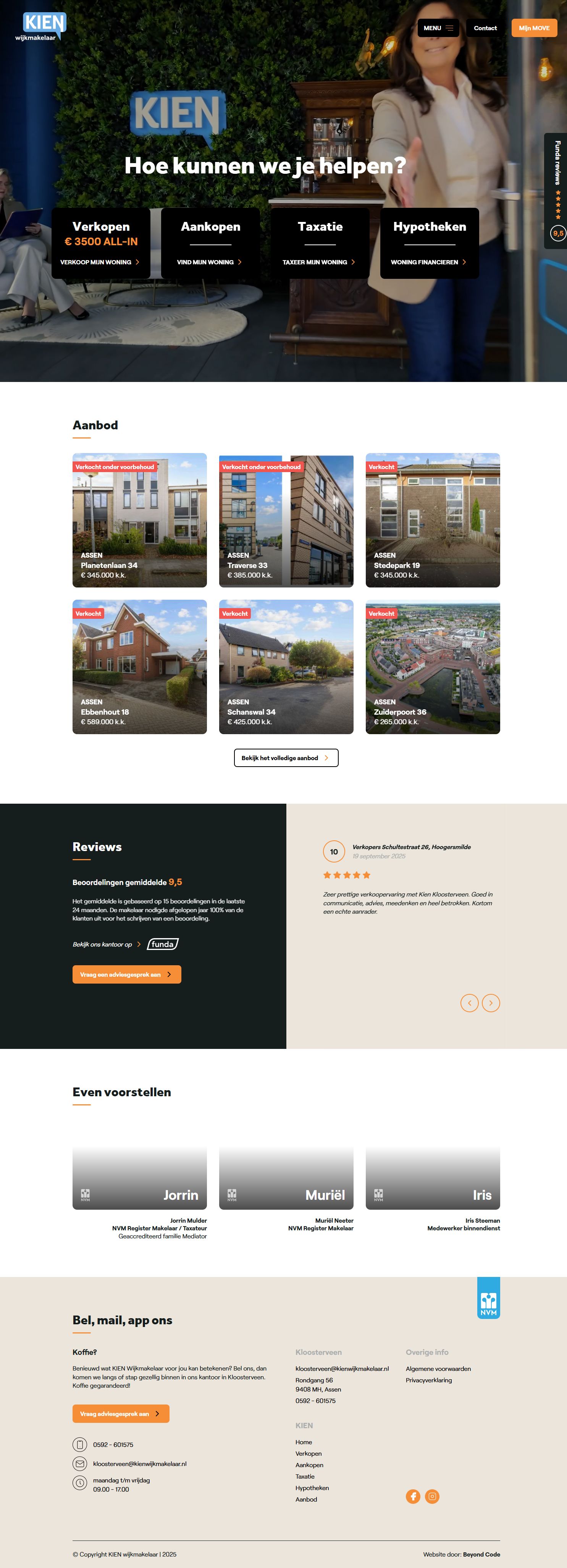 Screenshot van de website van www.kienwijkmakelaar.nl