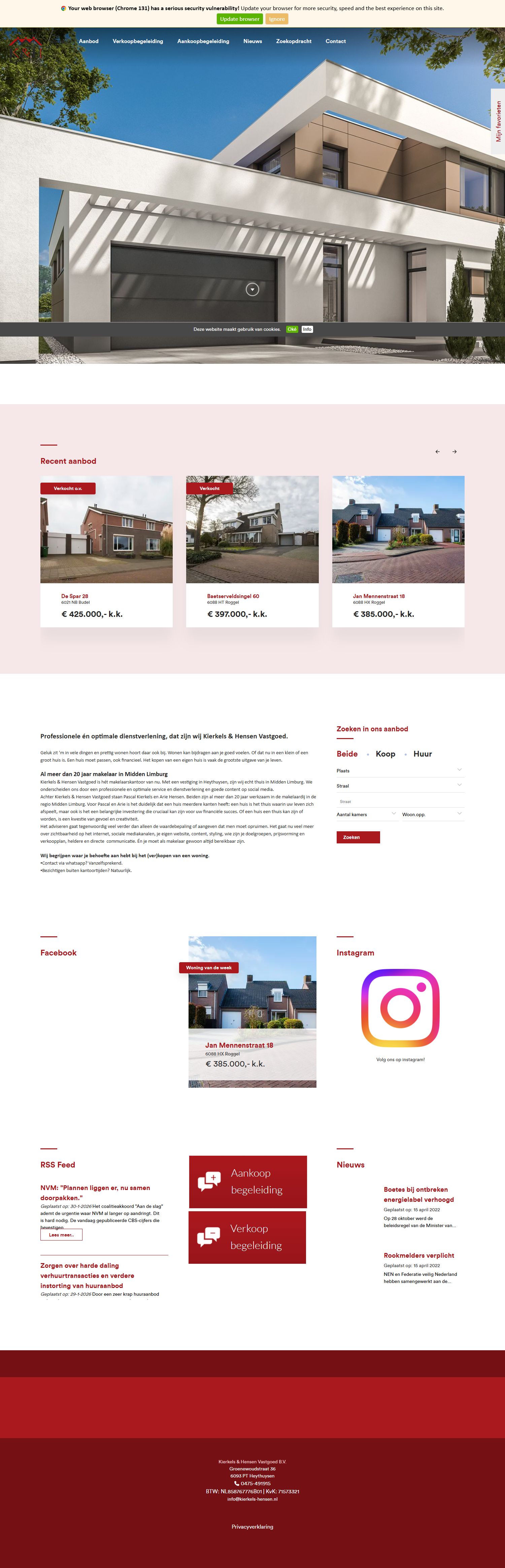 Screenshot van de website van www.kierkels-hensen.nl