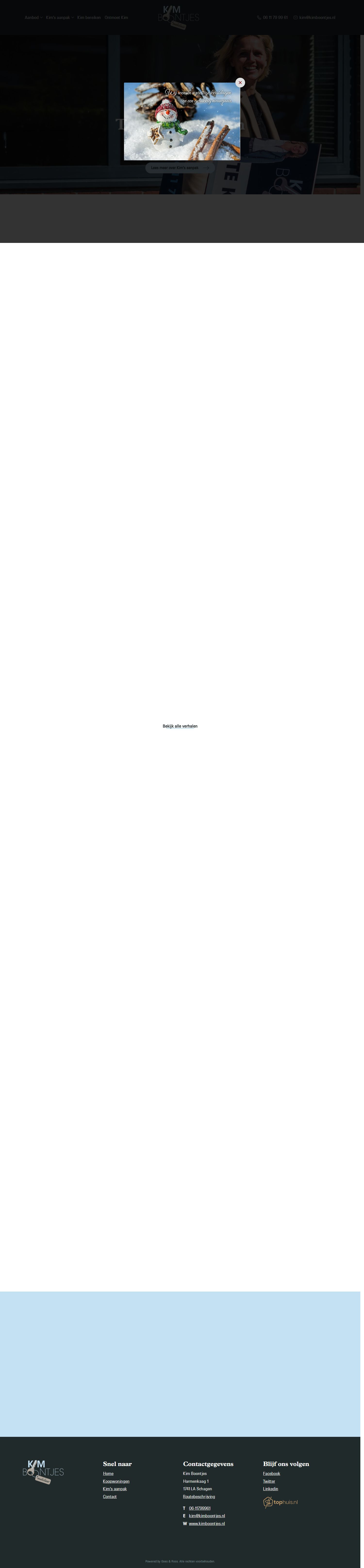 Screenshot van de website van www.kimboontjes.nl