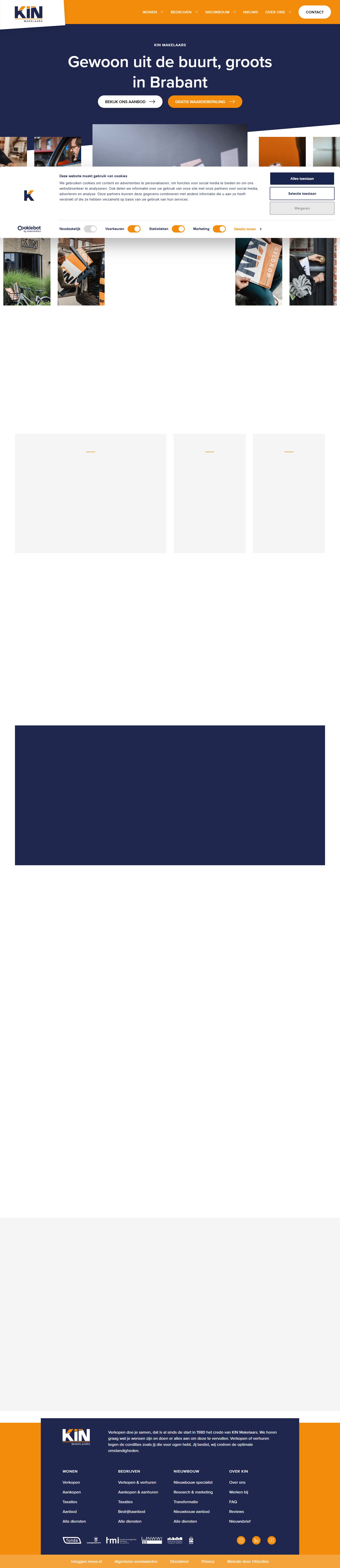 Screenshot van de website van www.kinmakelaars.nl