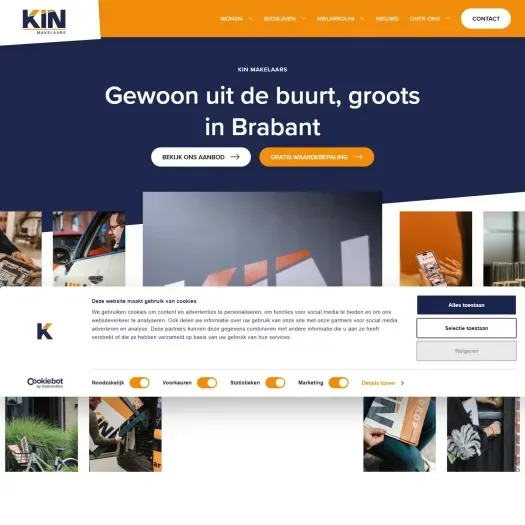 Screenshot van de website van www.kinmakelaars.nl